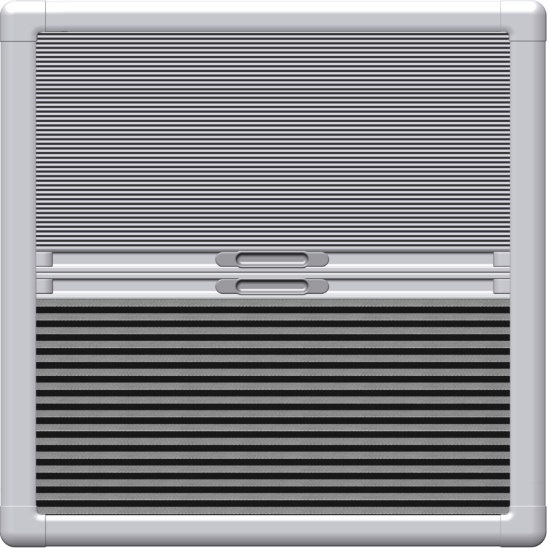 Dual Blackout + Flyscreen Pleated Blind Assembly for a Lewmar Size 20 Hatch. Frame Colour Ivory