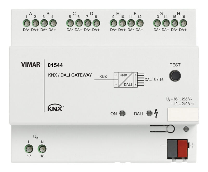 8-channel DALI KNX gateway