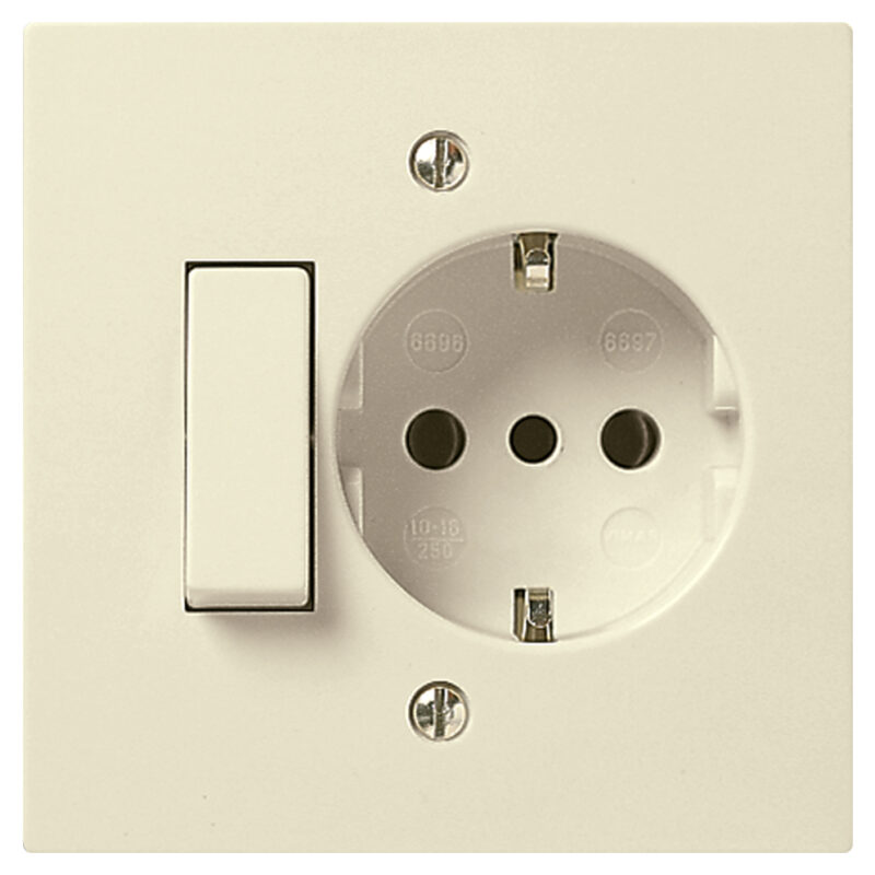 1P 10AX 1-way switch+P30 outlet ivory