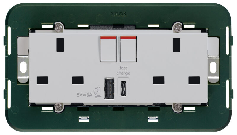 2 2P+E13ABS socket+red switch+A/C-USB S