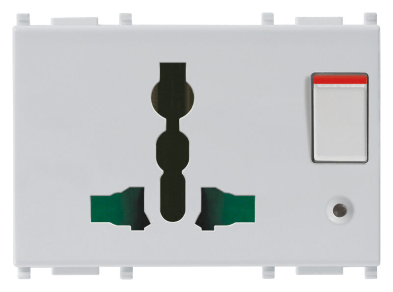 2P+E 13A SICURY multi-outlet+sw.Silver