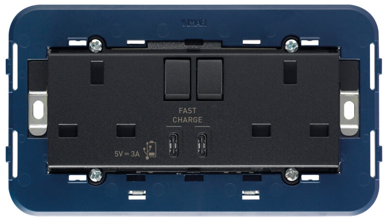 2 2P+E13ABS socket+red switch+C/C-USB gr