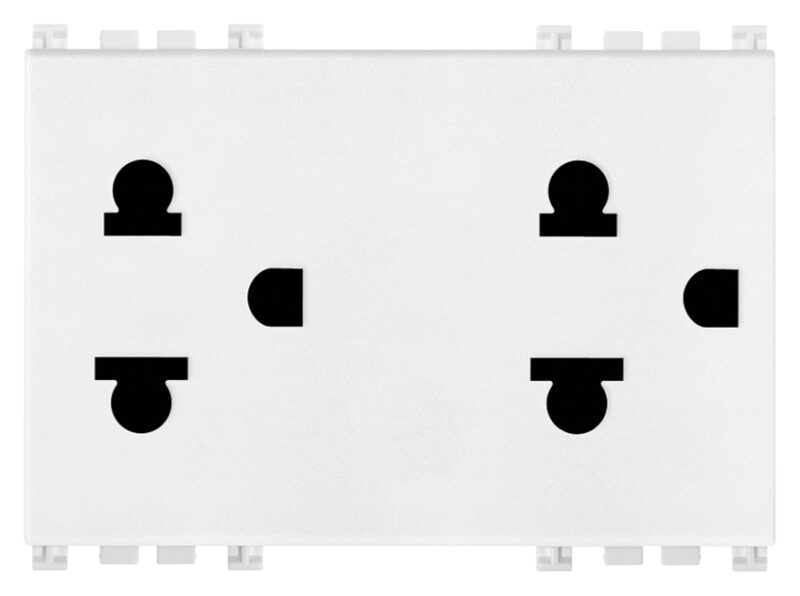 Two 2P+E 16A USA+EU outlets white