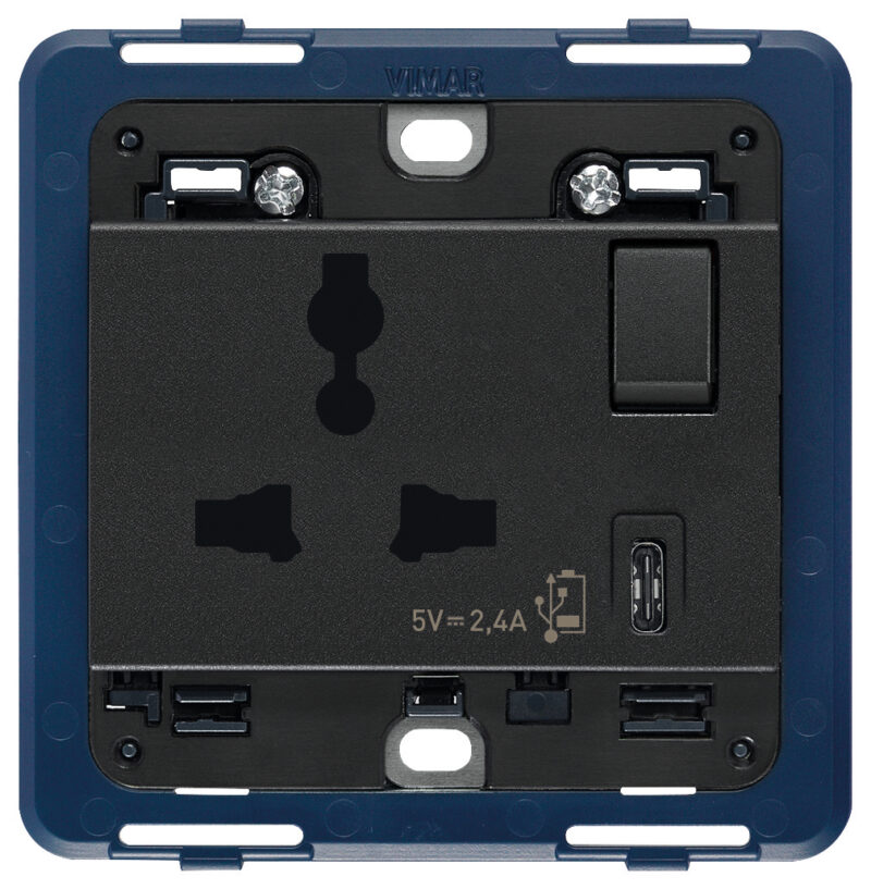 2P+E13A SICURY Mult.+USB C socket grey