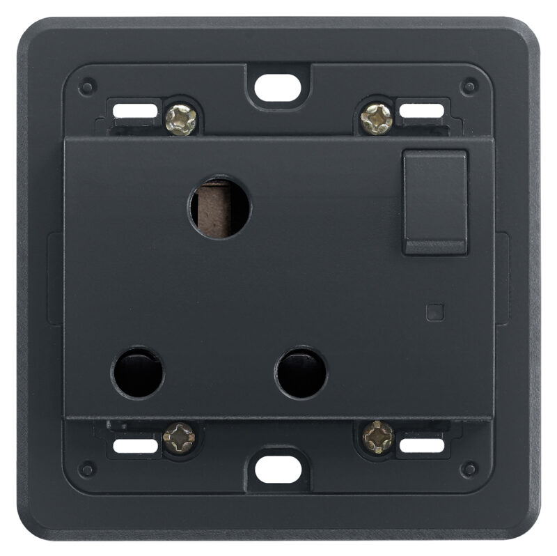 Switched 2P+E 15A English outlet grey