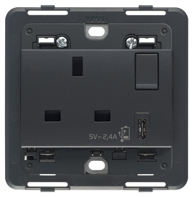 2P+E13ABS socket+switch +C-USB grey