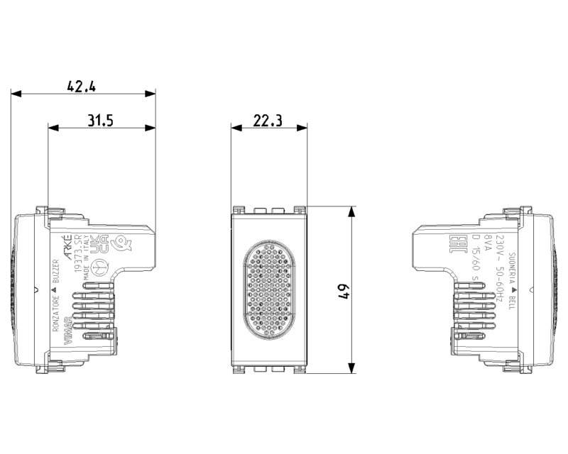 Bell/buzzer 230V 50-60Hz Metal - Image 2