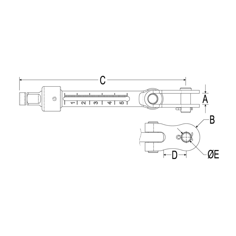 Calibrated Turnbuckle Body & Lock Nut, 1/4" Thread - Image 2