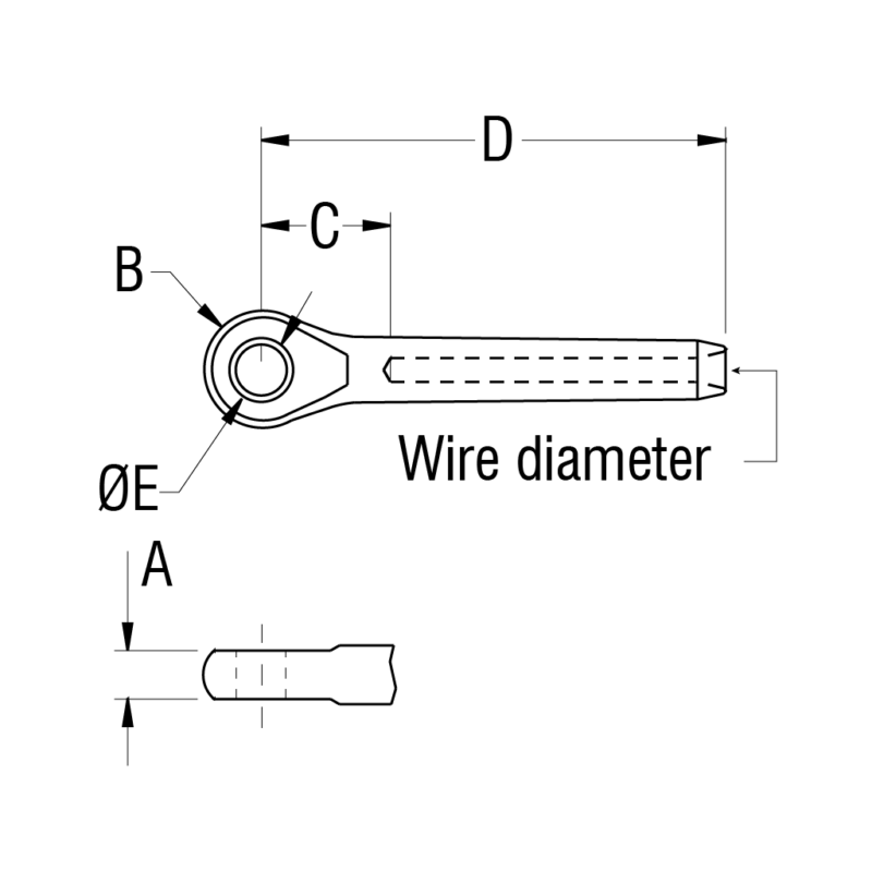 Eye Swage Terminal for 4mm Metric Wire, 8.1mm Hole - Image 2