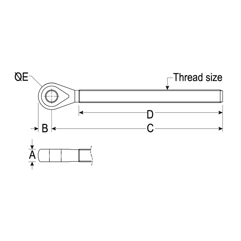 Threaded Eye, 1/4" UNF Thread - Image 2