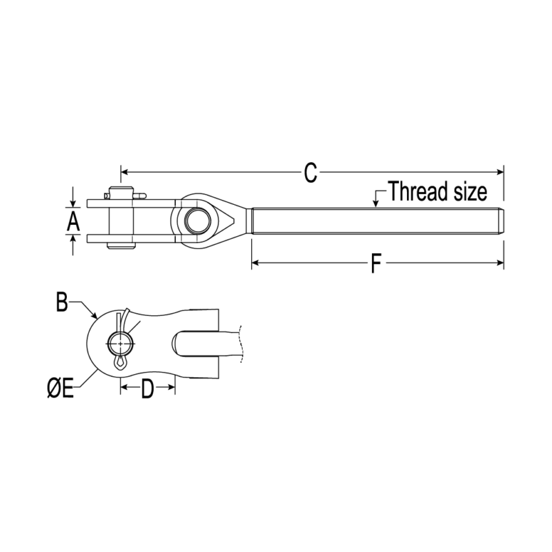 Threaded Toggle End, 5/16" UNF Thread - Image 2