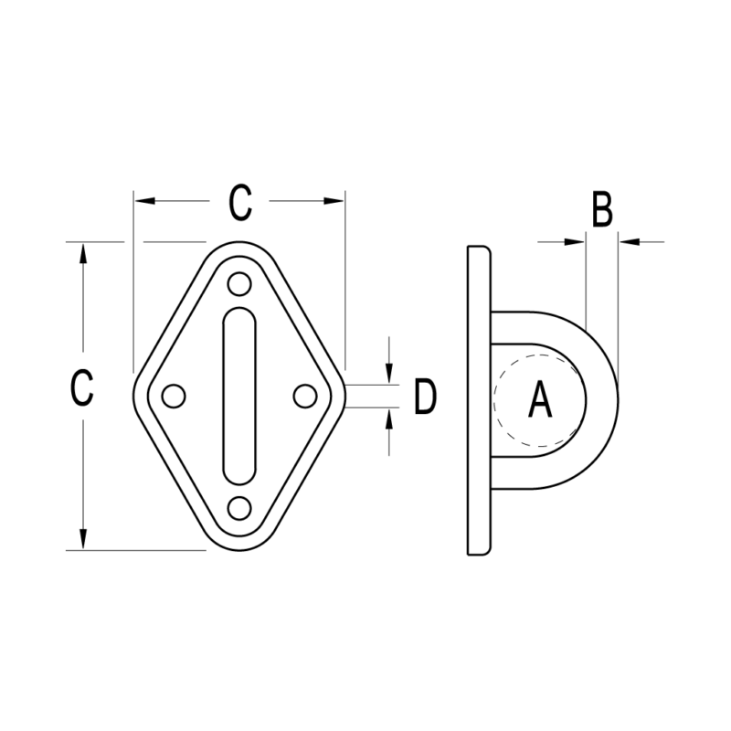 Padeye, 94mm x 60mm Diamond Base - Image 2