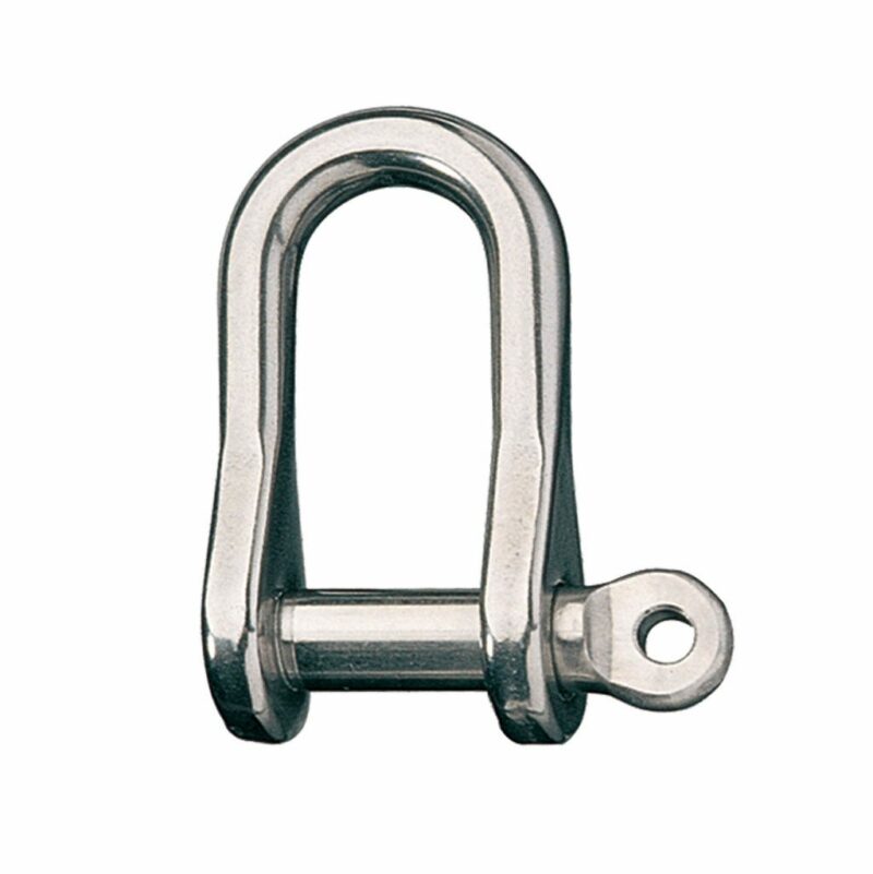 Stainless Steel D Shackle, 1/4" Pin, Coined Head with Hole