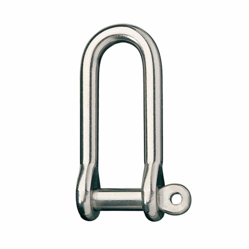 Stainless Steel Long D Shackle, 5/16" Pin, Coined Head with Hole