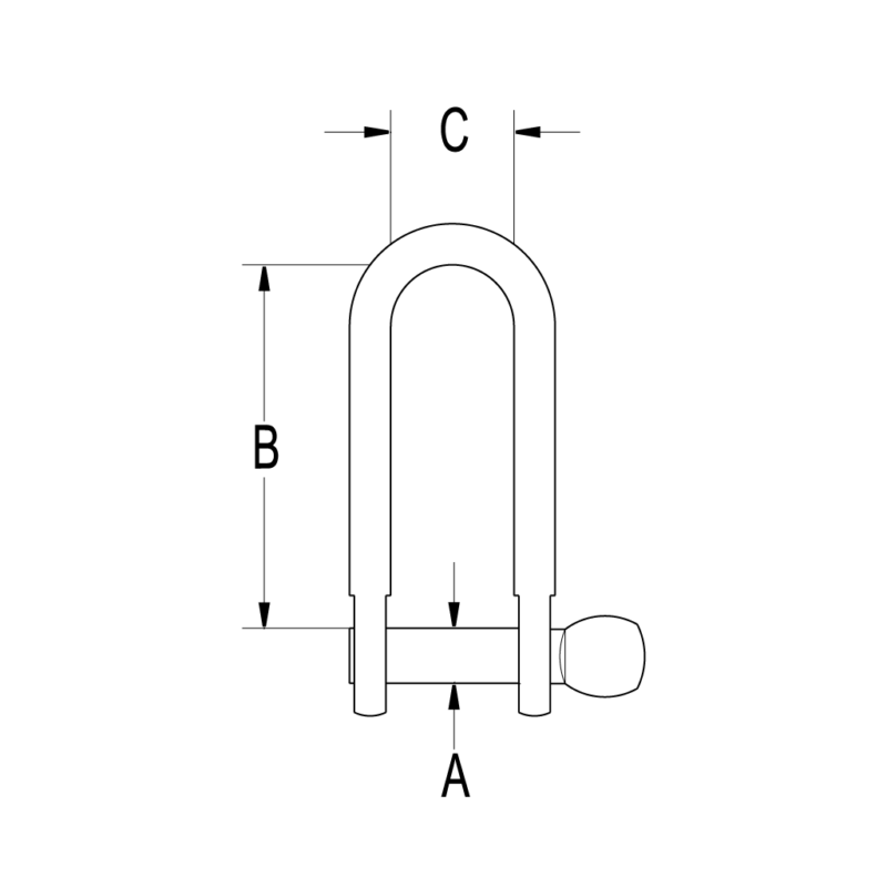 Stainless Steel Long D Shackle, 5/16" Pin, Coined Head with Hole - Image 2