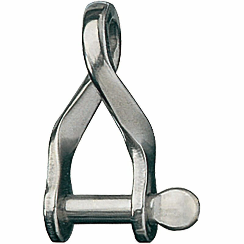 Stainless Steel Twisted D Shackle, 5/32" Pin, Coined Head