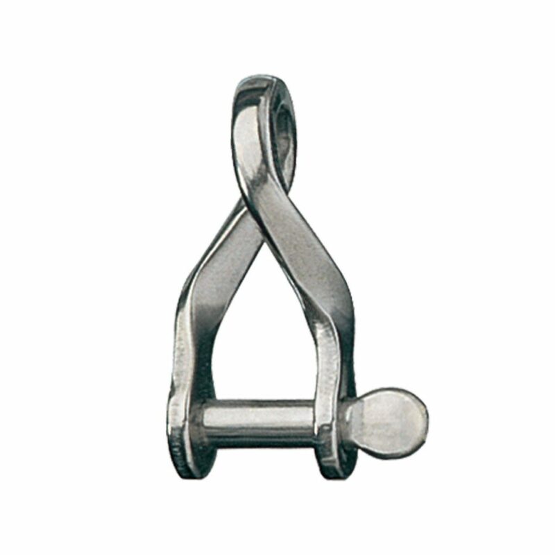 Stainless Steel Twisted D Shackle, 3/16" Pin, Coined Head