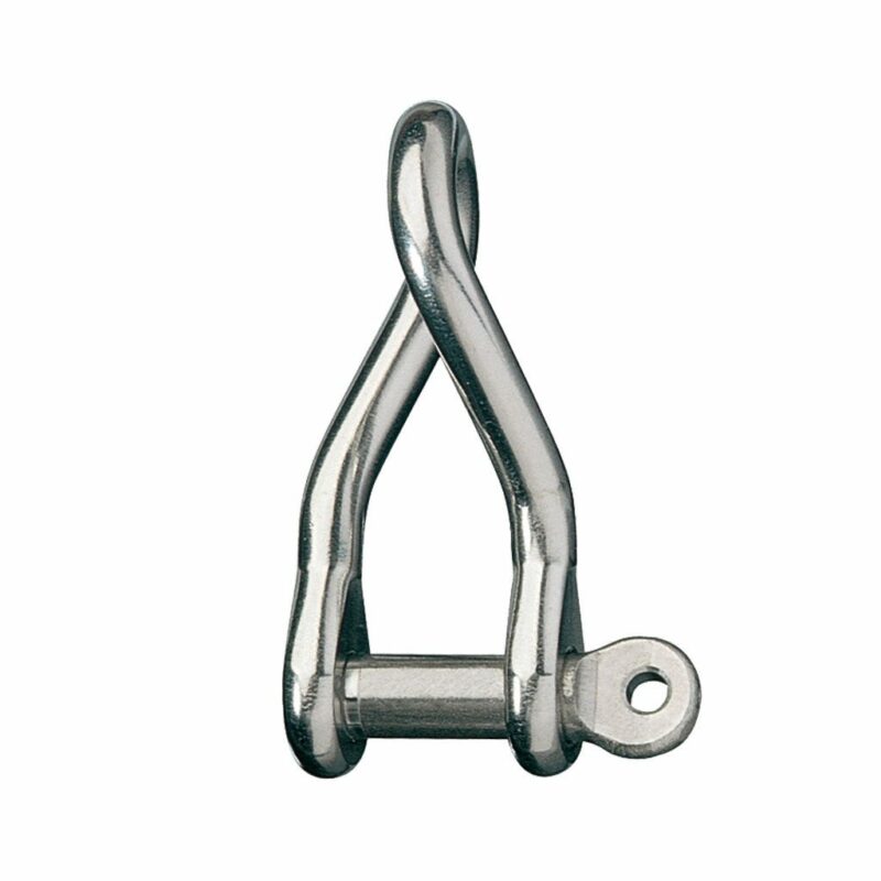 Stainless Steel Twisted D Shackle, 1/2" Pin, Coined Head
