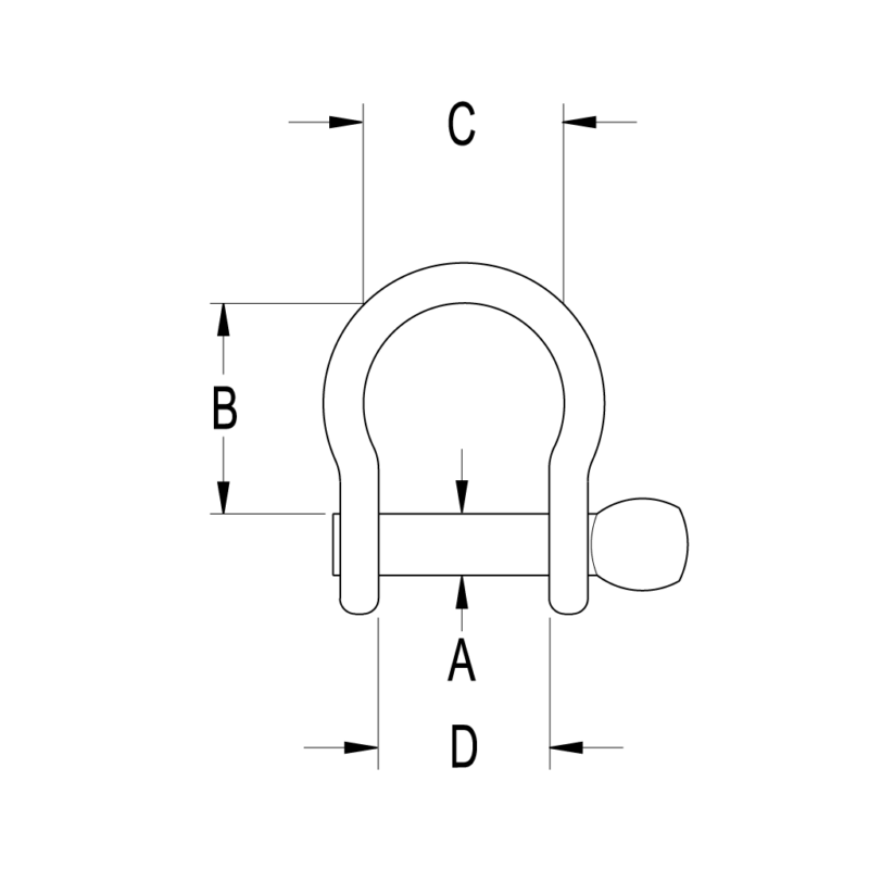 Stainless Steel Bow Shackle, 5/32" Pin, Coined Head - Image 2