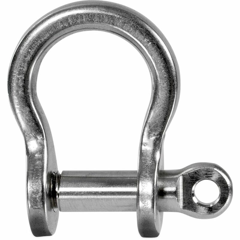 Stainless Steel Bow Shackle, 5/16" Pin, Coined Head with Hole