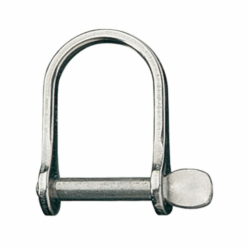 Stainless Steel Wide D Shackle, 3/8" Pin, Coined Head