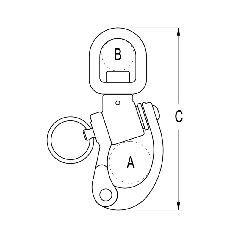 Swiveling Small Bail Trunion Snap Shackle 150mm - Image 2
