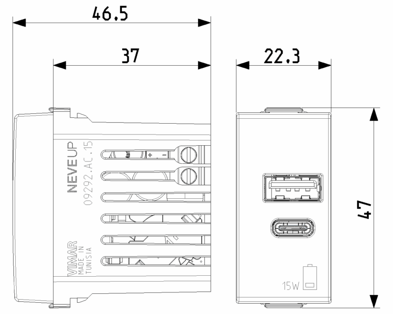 A+C-USB power unit 15W 5V 1M Carbon Matt - Image 2