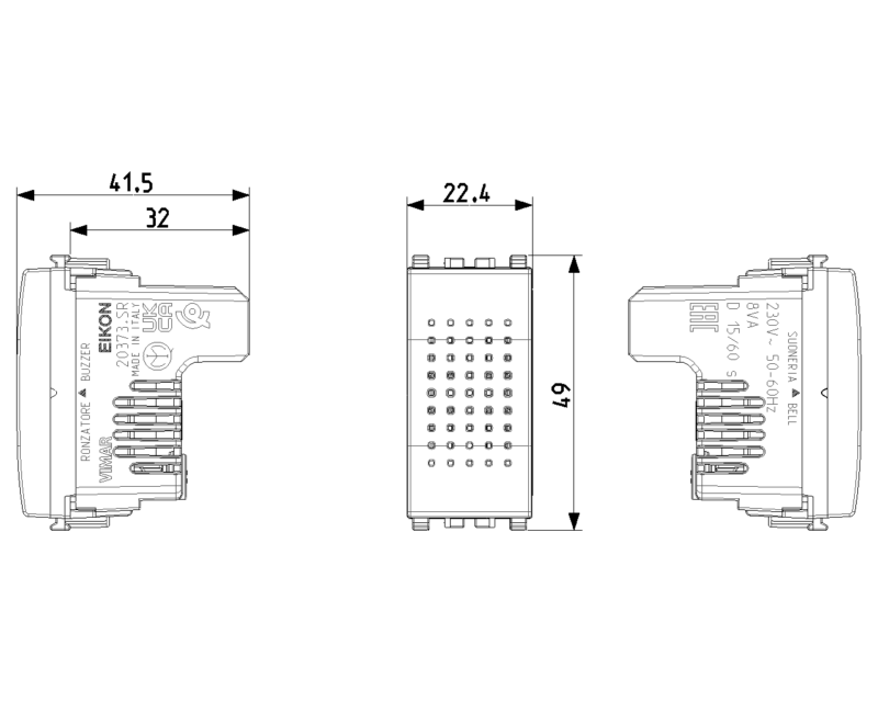 Bell/buzzer 230V 50-60Hz white - Image 2