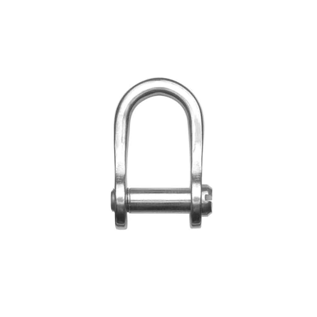 Stainless Steel D Shackle, 1/4" Pin, Slotted Head, L:22mm, W:14mm