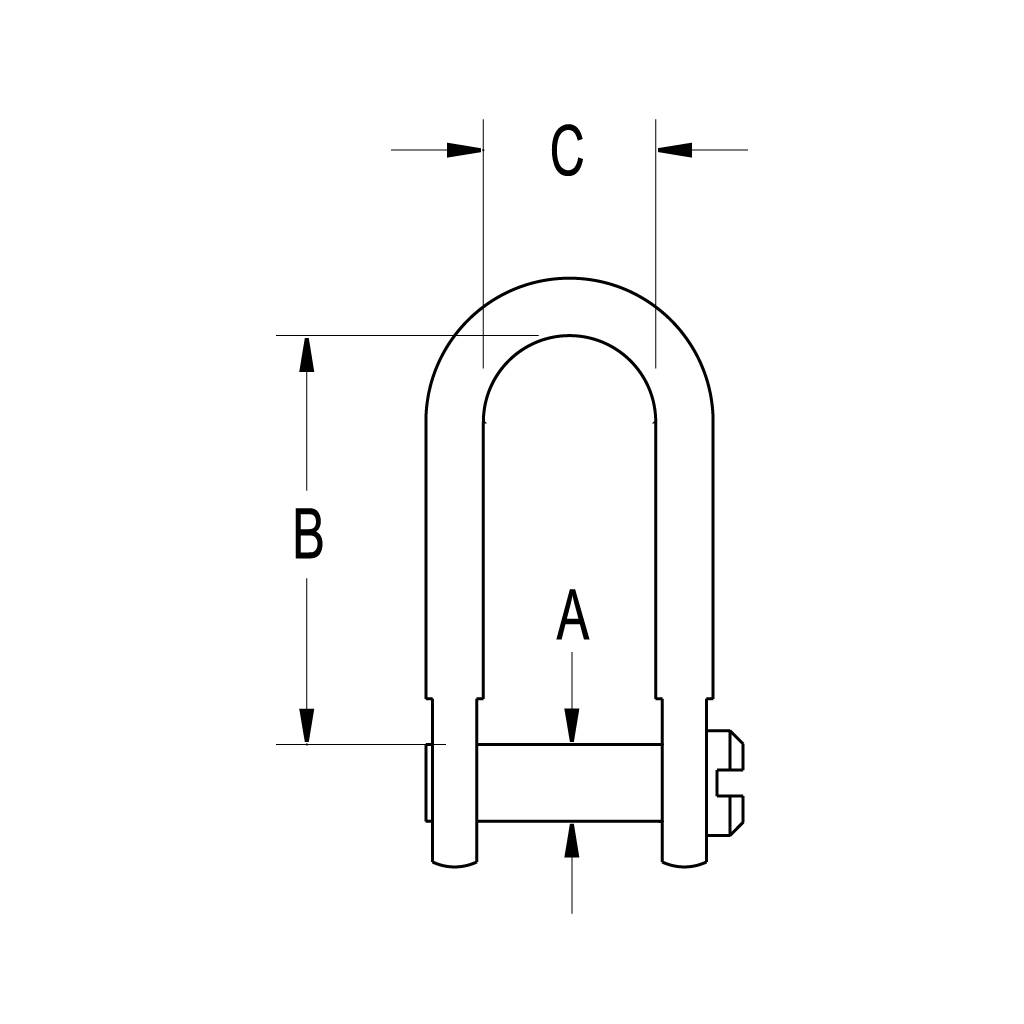 Stainless Steel D Shackle, 1/4" Pin, Slotted Head, L:22mm, W:14mm - Image 2